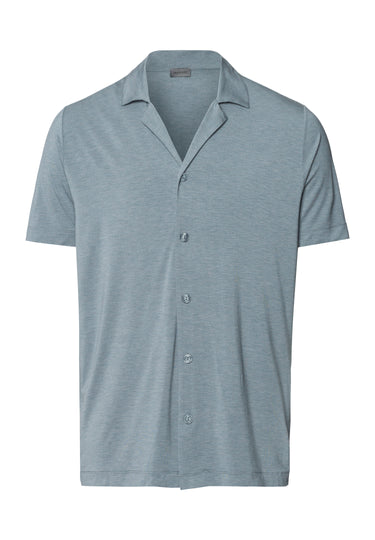 Casuals Notch Collar Button Front Shirt | Ocean Melange 75992-3020